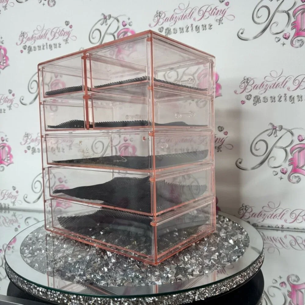 Organizer Pink 7 drawer Acrylic Makeup cosmetic Organizer drawers shelf